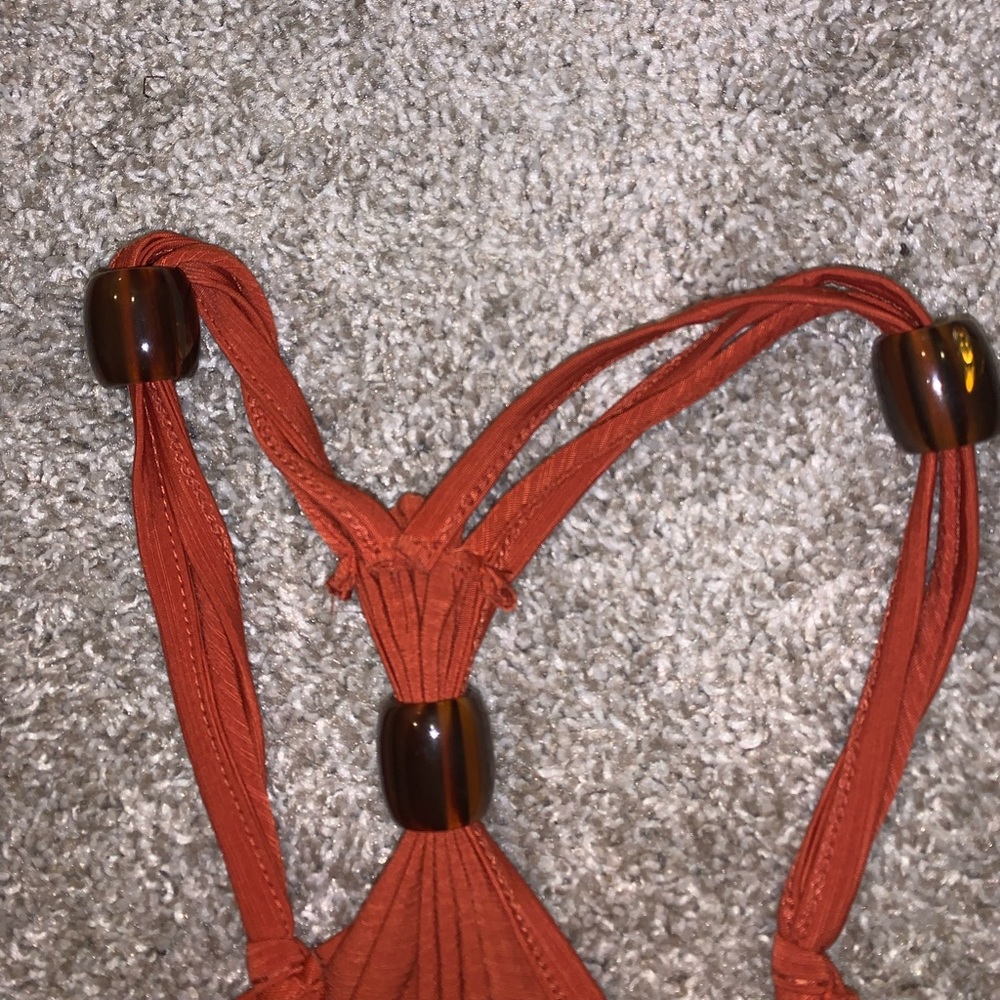 Volce Dark Orange & Brown Balled Blouse size M - Picture 8 of 11